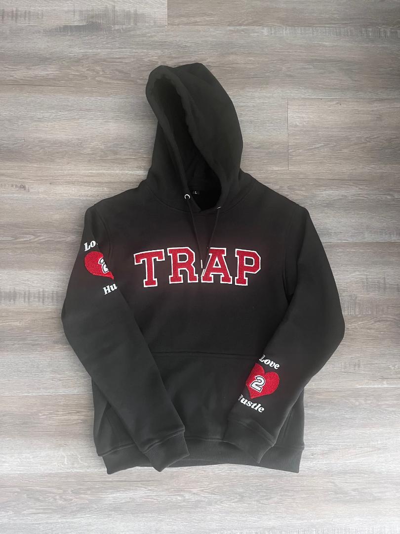 TRAP BLACK AND RED  HOODIE