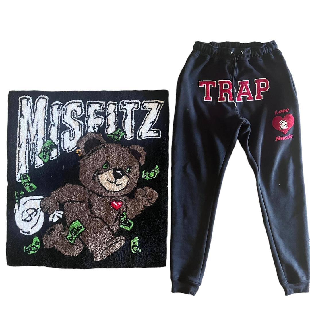 TRAP BLACK AND RED SWEATPANTS