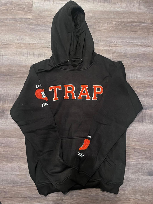 TRAP BLACK AND ORANGE HOODIE