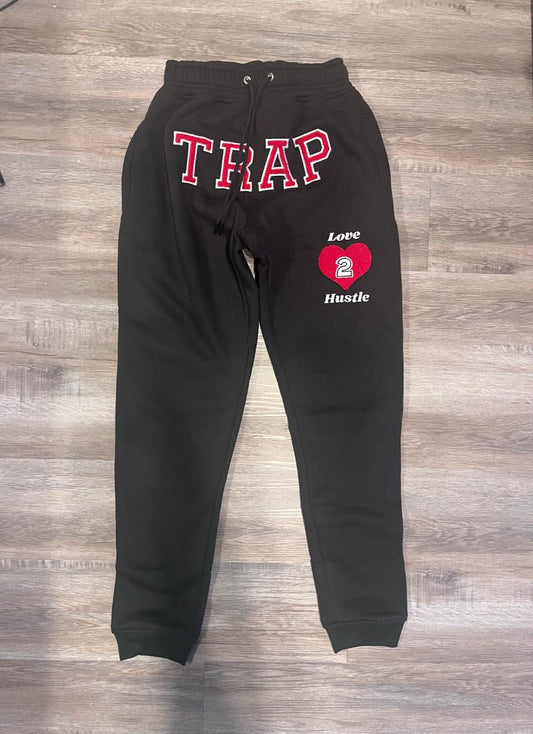 TRAP BLACK AND RED SWEATPANTS